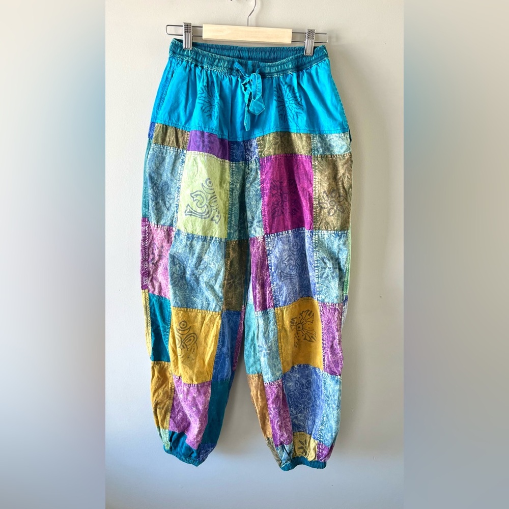 Ark Imports Multi-Colour Patchwork Balloon Pants Women's Small -Boho Festival